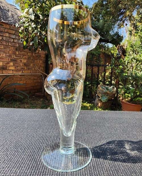 HUGE 1L 33CM HIGH NAKED LADY BEER GLASS BY RITZENHOFF GERMANY