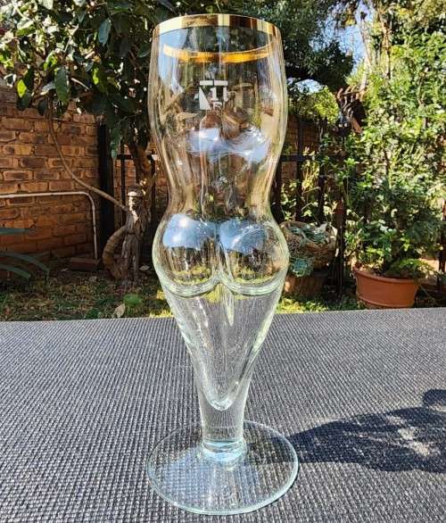 HUGE 1L 33CM HIGH NAKED LADY BEER GLASS BY RITZENHOFF GERMANY