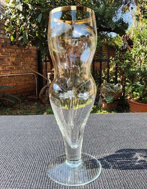 HUGE 1L 33CM HIGH NAKED LADY BEER GLASS BY RITZENHOFF GERMANY