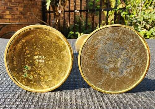 HAND HAMMERED BRITISH MAKE BRASS BUD VASES 15CM HIGH