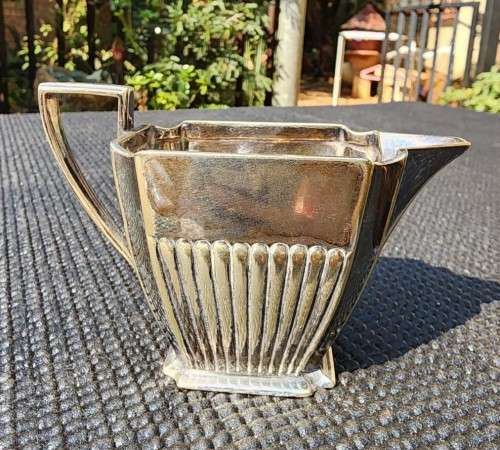 ANTIQUE (1853-1925) ATKIN BROTHERS SHEFFIELD ENGLAND SILVERPLATED TEAPOT CREAMER AND SUGAR BOWL