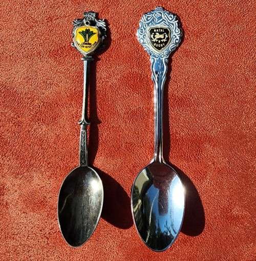 RARE SECTOR 10 SWA GERMAN ANTIKO SILVERPLATED SPOON AND A VINTAGE NATAL RUGBY SPOON