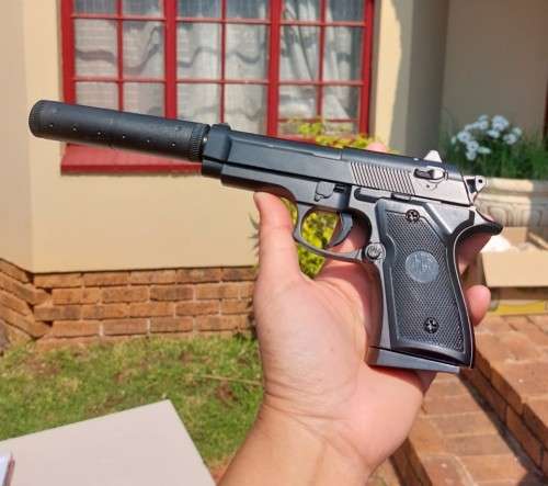 SUPER FORCE V1+ METAL AIRSOFT GUN (P BERETTA M9 PISTOL REPLICA) WITH SILENCER