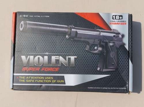 SUPER FORCE V1+ METAL AIRSOFT GUN (P BERETTA M9 PISTOL REPLICA) WITH SILENCER