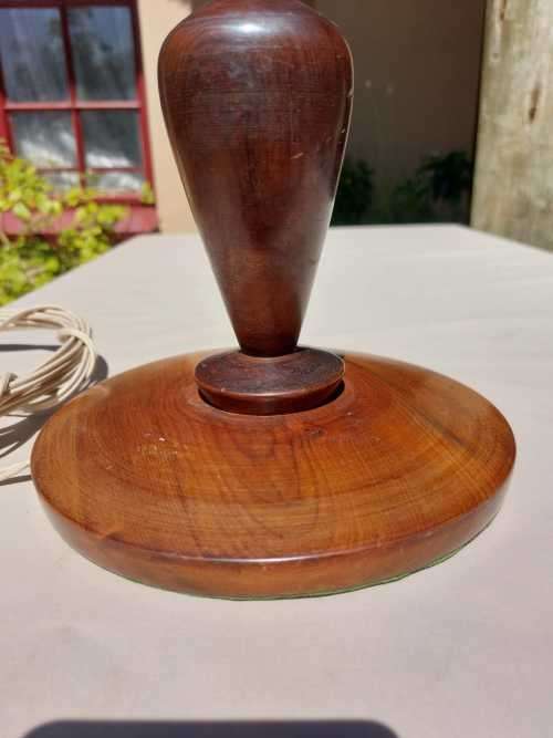 SOLID TURNED WOOD TABLE LAMP WORKING  LONG CORD FITTED