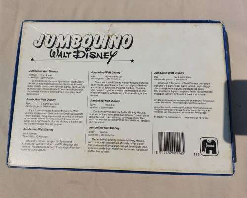 GREAT OLD 1984 WALT DISNEY MICKEY MOUSE JUMBOLINO PUZZLE DICE GAME