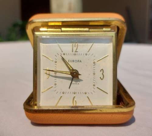 WORKING EUROPA GERMANY 1950S MECHANICAL WIND-UP ALARM CLOCK 2 JEWELS