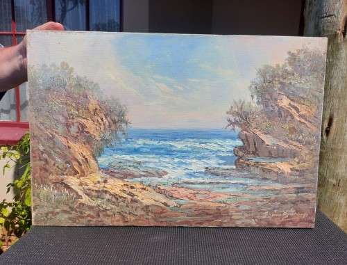 JOHANN BONTHUYS! (SA 20TH CEN) ORIGINAL ROCK POOL OIL ON CANVAS