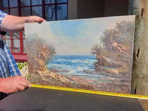 JOHANN BONTHUYS! (SA 20TH CEN) ORIGINAL ROCK POOL OIL ON CANVAS