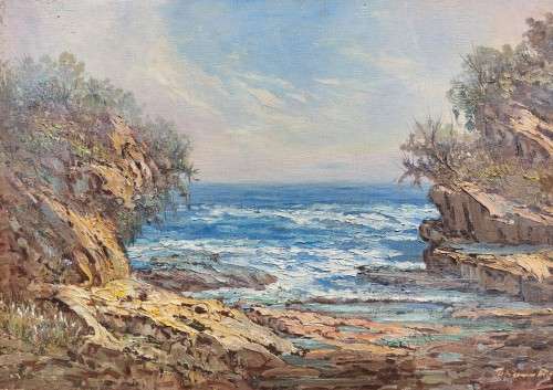 JOHANN BONTHUYS! (SA 20TH CEN) ORIGINAL ROCK POOL OIL ON CANVAS