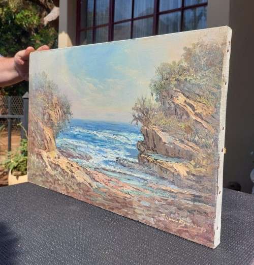 JOHANN BONTHUYS! (SA 20TH CEN) ORIGINAL ROCK POOL OIL ON CANVAS