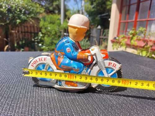 RARE VINTAGE 1950S HAJI JAPANESE MANUFACTURED TIN POLICEMAN NO 7 MOTORCYCLE