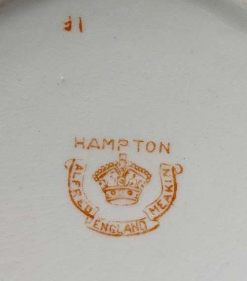 HAND PAINTED! FAMOUS HAMPTON PATTERN ALFRED MEAKIN ENGLAND 1930S GLAZED EARTHENWARE 15 PIECE TEASET