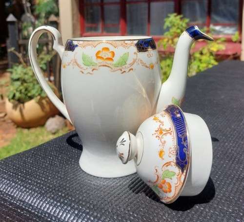 HAND PAINTED! FAMOUS HAMPTON PATTERN ALFRED MEAKIN ENGLAND 1930S GLAZED EARTHENWARE 15 PIECE TEASET