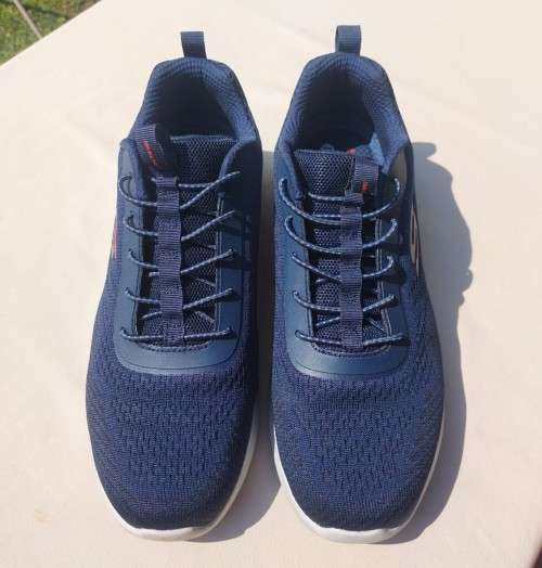 SKECHERS ULTRA LIGHT NAVY BLUE PULL-ON WALKING SNEAKERS MEN SIZE 11 WITH ELASTIC LACES
