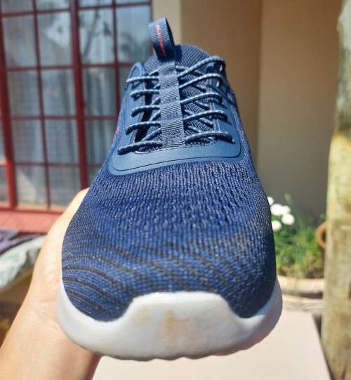SKECHERS ULTRA LIGHT NAVY BLUE PULL-ON WALKING SNEAKERS MEN SIZE 11 WITH ELASTIC LACES
