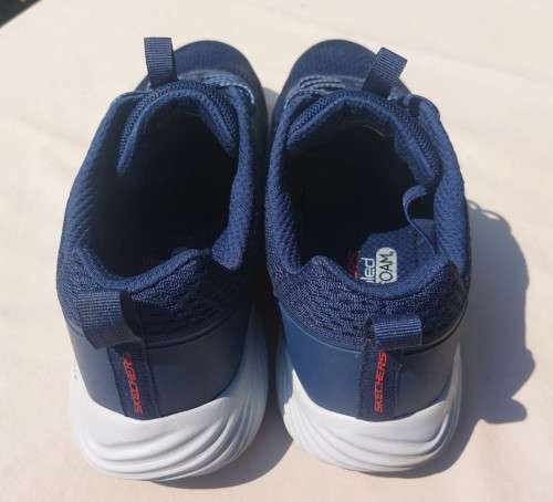 SKECHERS ULTRA LIGHT NAVY BLUE PULL-ON WALKING SNEAKERS MEN SIZE 11 WITH ELASTIC LACES