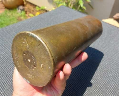 AWESOME WW2 1939 DATED 25 POUNDER (25 PR CAL 87,6MM) FIELD ARTILLERY GUN HEAVY BRASS SHELL CASING