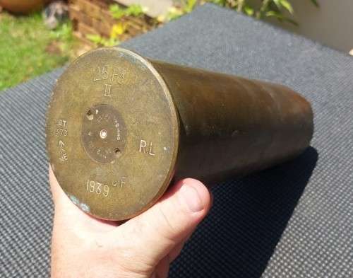 AWESOME WW2 1939 DATED 25 POUNDER (25 PR CAL 87,6MM) FIELD ARTILLERY GUN HEAVY BRASS SHELL CASING