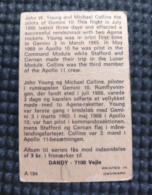 COLLECTABLE SET OF 62 DANISH DANDY GUM 1969 MOON LANDING CARDS