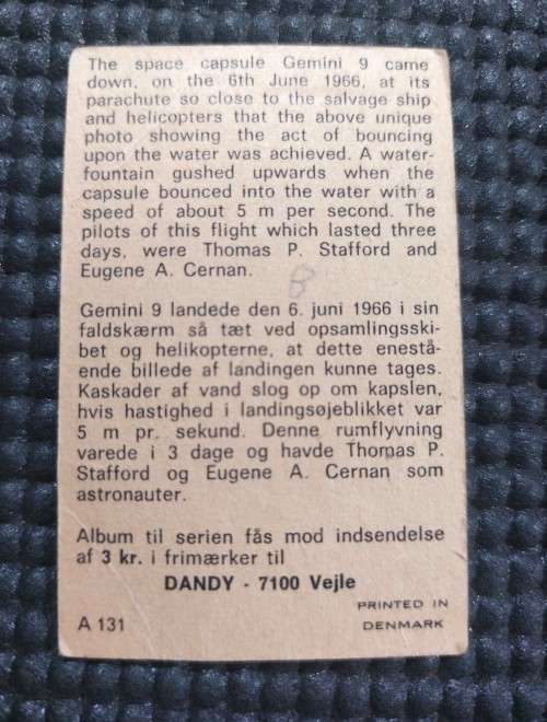 COLLECTABLE SET OF 62 DANISH DANDY GUM 1969 MOON LANDING CARDS