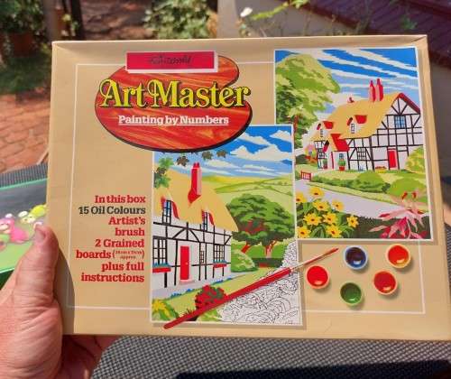 TWO PARTLY COMPLETED VINTAGE GAMES: ART MASTER PAINT BY NUMBERS AND POM POM RASCALS