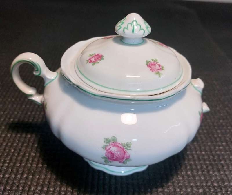 VERY RARE WW2 ERA HUTSCHENREUTHER HOHENBURG 1944 MARK 22 PIECE INGEBORG PINK ROSE PATTERN TEASET