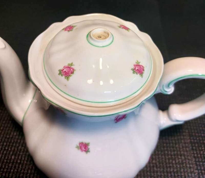 VERY RARE WW2 ERA HUTSCHENREUTHER HOHENBURG 1944 MARK 22 PIECE INGEBORG PINK ROSE PATTERN TEASET