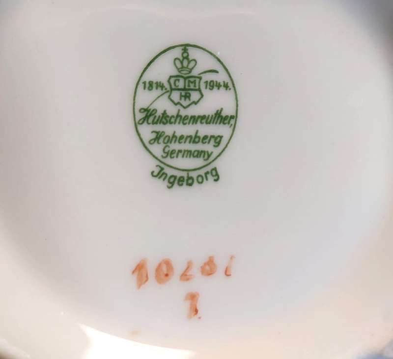 VERY RARE WW2 ERA HUTSCHENREUTHER HOHENBURG 1944 MARK 22 PIECE INGEBORG PINK ROSE PATTERN TEASET