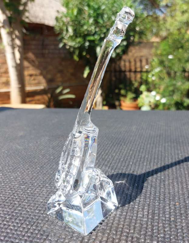 SWEET VINTAGE BANJO SOLID CLEAR CHRISTAL ORNAMENT DESIGNED BY CHRISTAL DARQUES FRANCE 18CM HIGH
