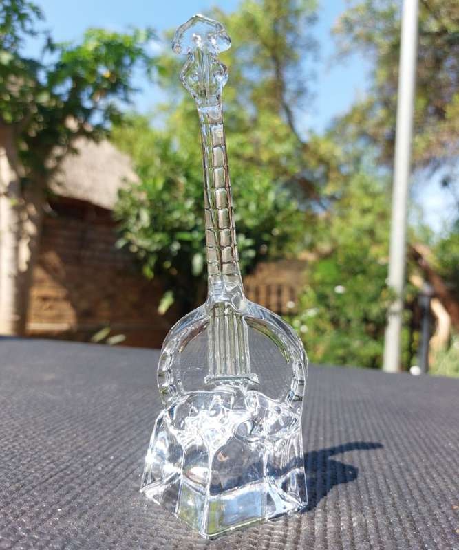 SWEET VINTAGE BANJO SOLID CLEAR CHRISTAL ORNAMENT DESIGNED BY CHRISTAL DARQUES FRANCE 18CM HIGH