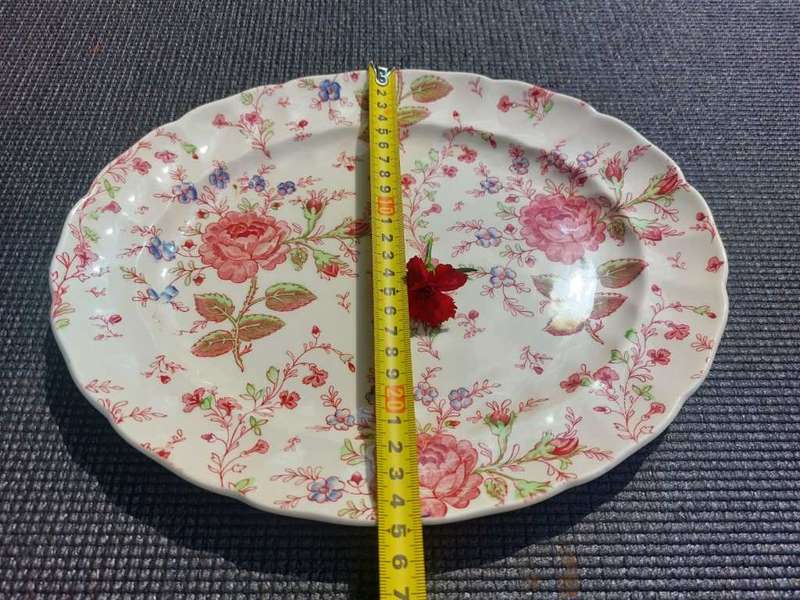 EXQUISITE ROSE CHINTZ HAND PAINTED 1950S JOHNSON BROTHERS ENGLAND 25x30CM OVAL SERVING PLATTER