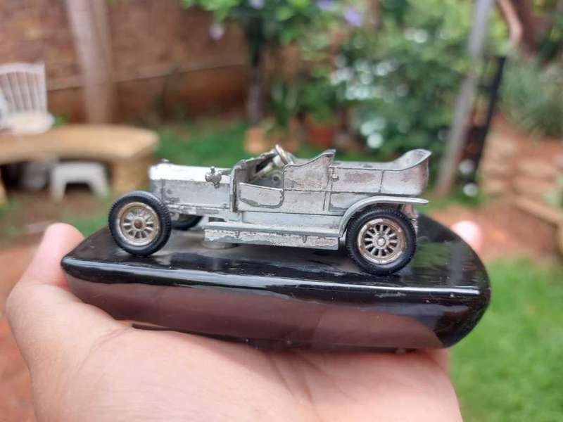 LESNEY 1907 ROLLS ROYCE SILVER GHOST VINTAGE CHROMEPLATED DIE CAST CAR 1970S PROMOTIONAL ASHTRAY