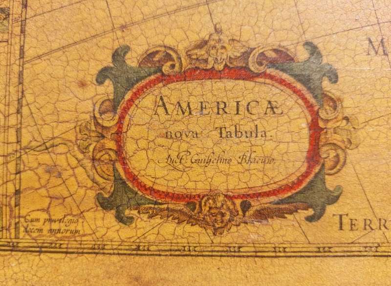 RARE ANTIQUE MAP AMERICAE NOVA TABULA WITH ELDORADO WILLEM BLAEU (1571-1638) HAND COLOURED ENGRAVING