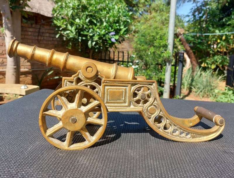 BRASS ARTILLERY CANNON VINTAGE VERY LARGE (45CM LONG) AND VERY HEAVY (6,5KG)