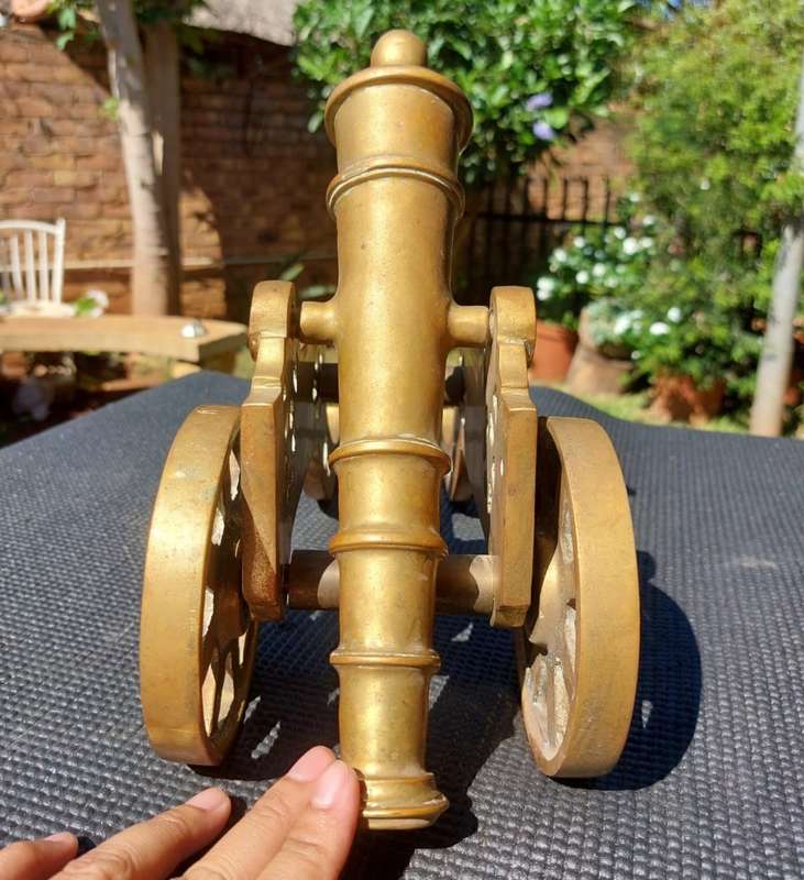 BRASS ARTILLERY CANNON VINTAGE VERY LARGE (45CM LONG) AND VERY HEAVY (6,5KG)