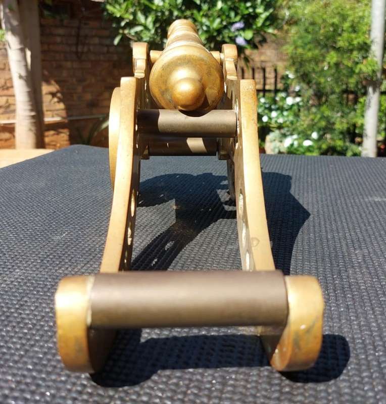 BRASS ARTILLERY CANNON VINTAGE VERY LARGE (45CM LONG) AND VERY HEAVY (6,5KG)