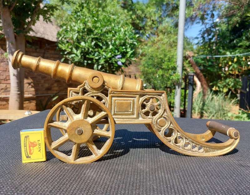 BRASS ARTILLERY CANNON VINTAGE VERY LARGE (45CM LONG) AND VERY HEAVY (6,5KG)