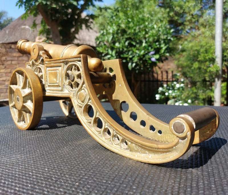 BRASS ARTILLERY CANNON VINTAGE VERY LARGE (45CM LONG) AND VERY HEAVY (6,5KG)