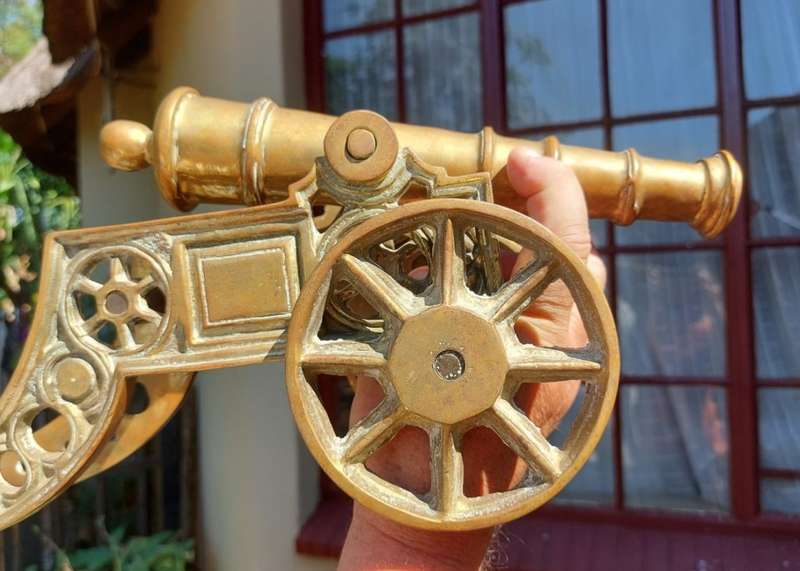 BRASS ARTILLERY CANNON VINTAGE VERY LARGE (45CM LONG) AND VERY HEAVY (6,5KG)