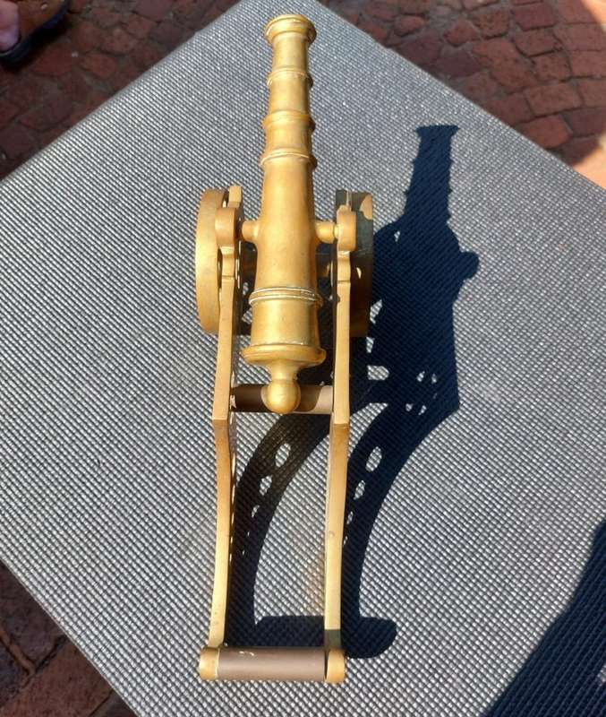 BRASS ARTILLERY CANNON VINTAGE VERY LARGE (45CM LONG) AND VERY HEAVY (6,5KG)