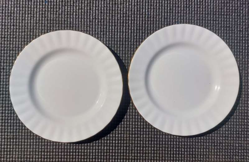 TWO ROYAL ALBERT VINTAGE 1960S-1970S VAL DOR (VALLEY OF GOLD) PATTERN BREAD OR SIDE PLATES