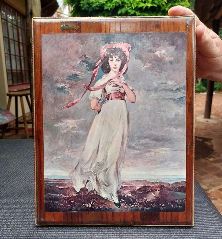 PINKIE (MISS SARAH MOULTON) VINTAGE FRAMED LITHOGRAPH PRINT OF A THOMAS LAWRENCE 1794 PAINTING