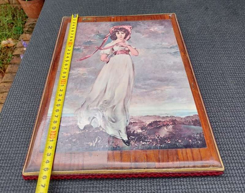 PINKIE (MISS SARAH MOULTON) VINTAGE FRAMED LITHOGRAPH PRINT OF A THOMAS LAWRENCE 1794 PAINTING
