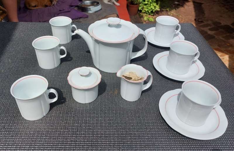 ARZBERG GERMANY 1970S CORSO NIZZA ROSA WERNER BUNCK DESIGN 14 PIECE TEASET