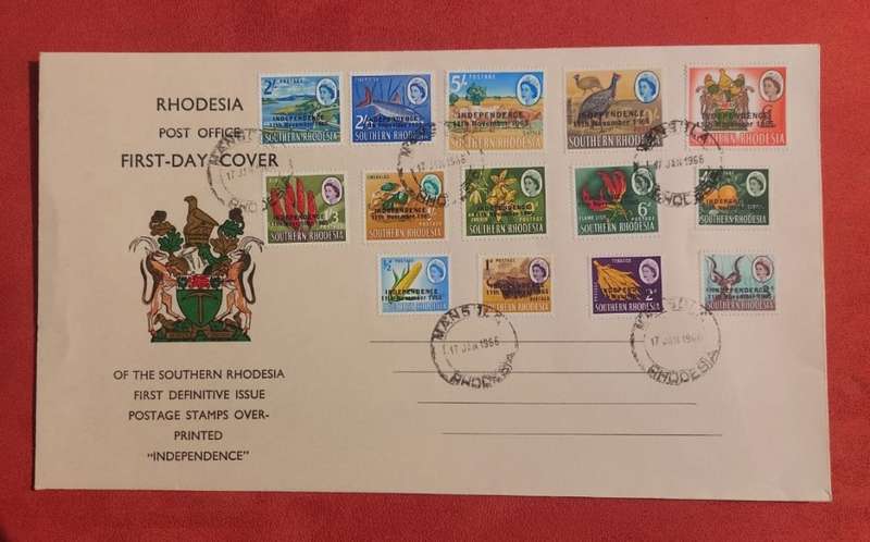 RARE SOUTHERN RHODESIA FIRST DAY COVER OVERPRINTED 11 NOV 1965 INDEPENDENCE LAST ONE!