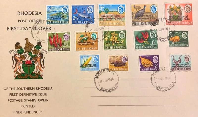 RARE SOUTHERN RHODESIA FIRST DAY COVER OVERPRINTED 11 NOV 1965 INDEPENDENCE LAST ONE!