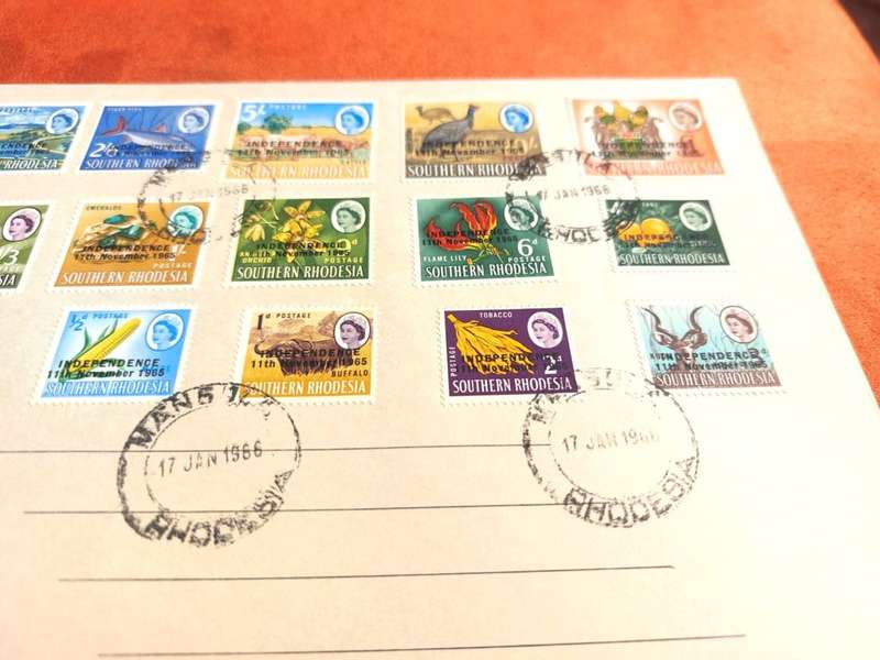 RARE SOUTHERN RHODESIA FIRST DAY COVER OVERPRINTED 11 NOV 1965 INDEPENDENCE LAST ONE!
