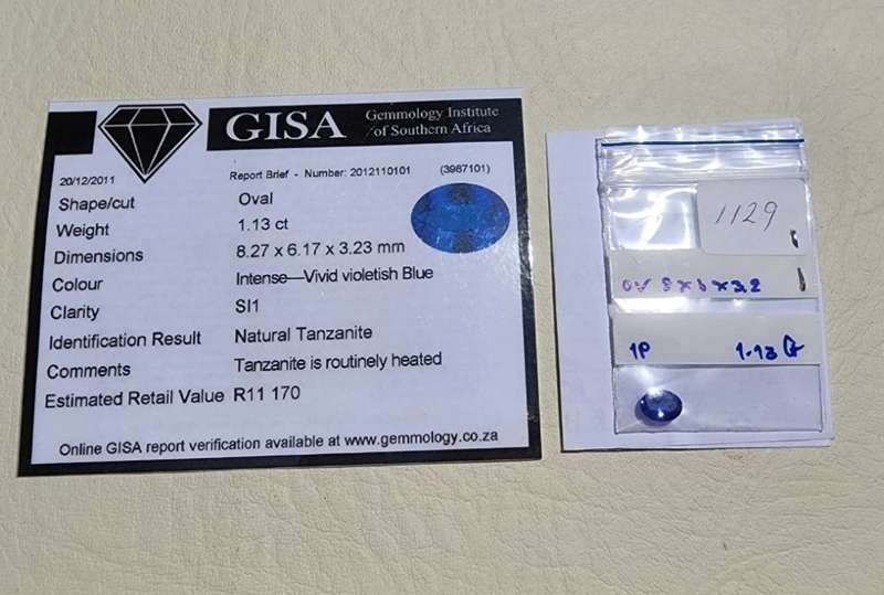 GISA CERTIFIED 1,13CT INTENSE BLUISH VIOLET TANZANITE OVAL CUT GEMSTONE PLEASE READ FULL DESCRIPTION