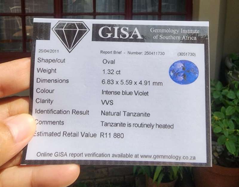 GISA CERTIFIED 1,30CT INTENSE BLUISH VIOLET TANZANITE OVAL CUT GEMSTONE  PLEASE READ FULL DESCRIPTI